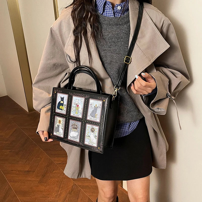 Cat Elf Print Tote Bag For Women Stylish Versatile