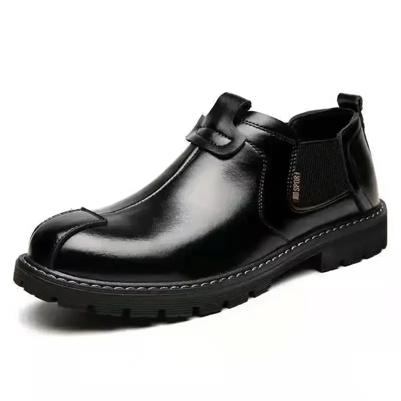 Luxury Retro Leather High-Top Chelsea Boots with Thick Sole